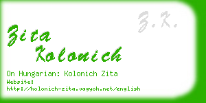 zita kolonich business card